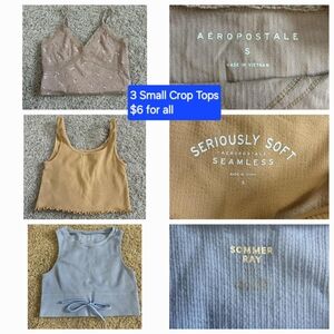 Aeropostale Seriously Soft Seamless Crop Top - Beige, Yellow and Blue